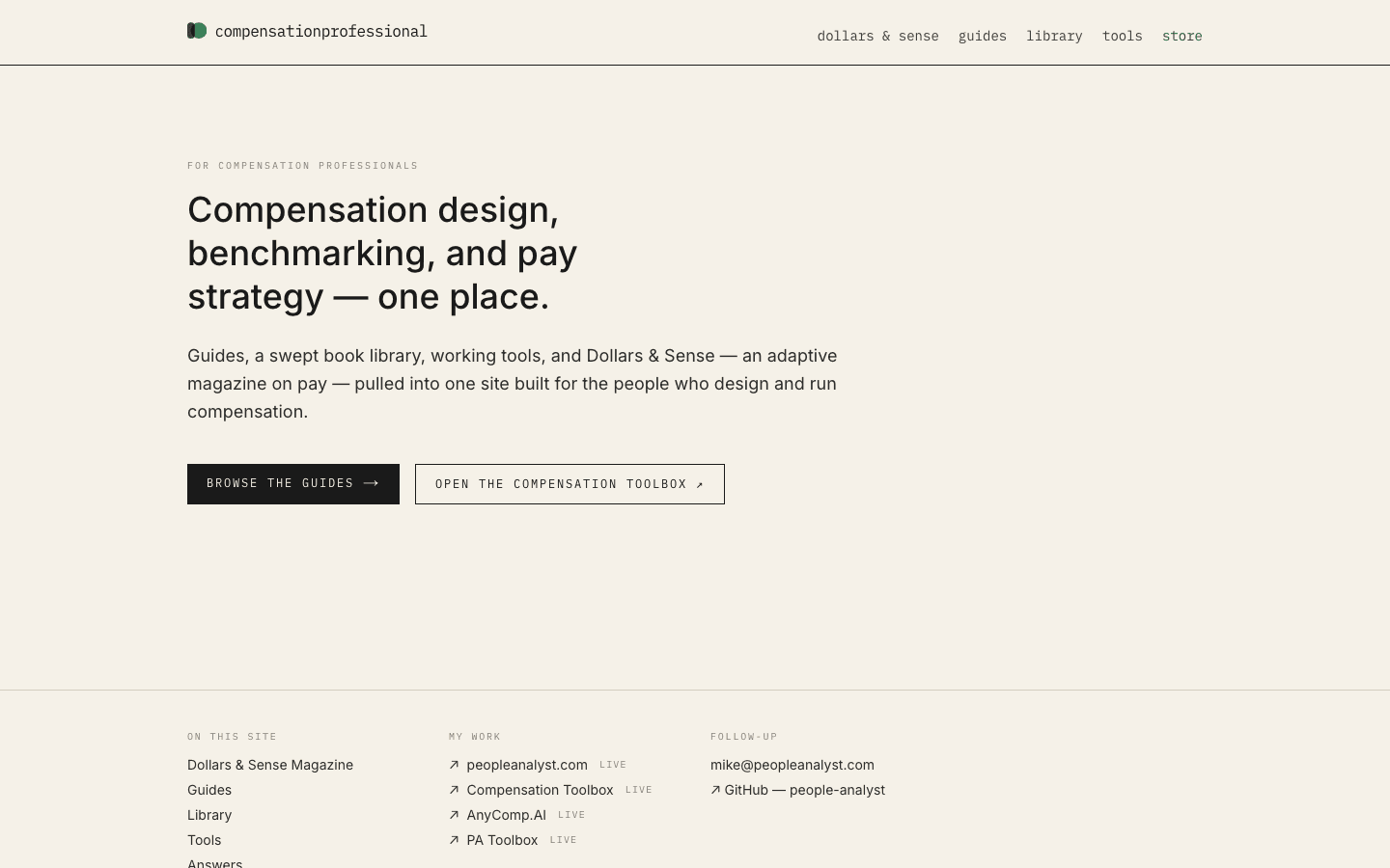 Compensation Professional — the persona front for whoever owns pay without a comp function behind them.