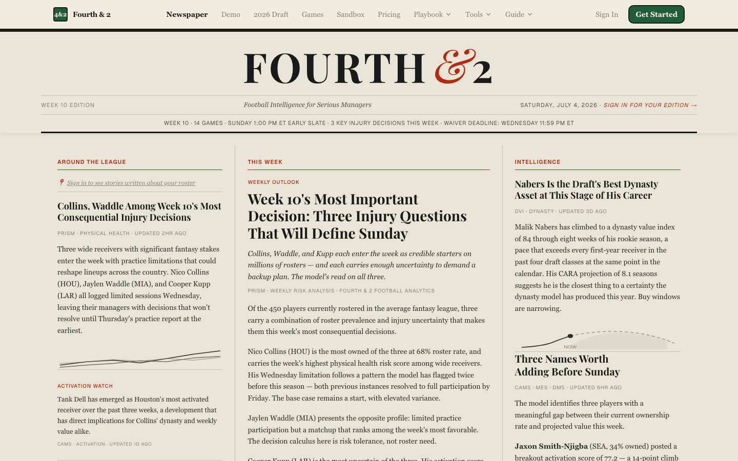 Magazine landing — newsroom front and editorial entry point