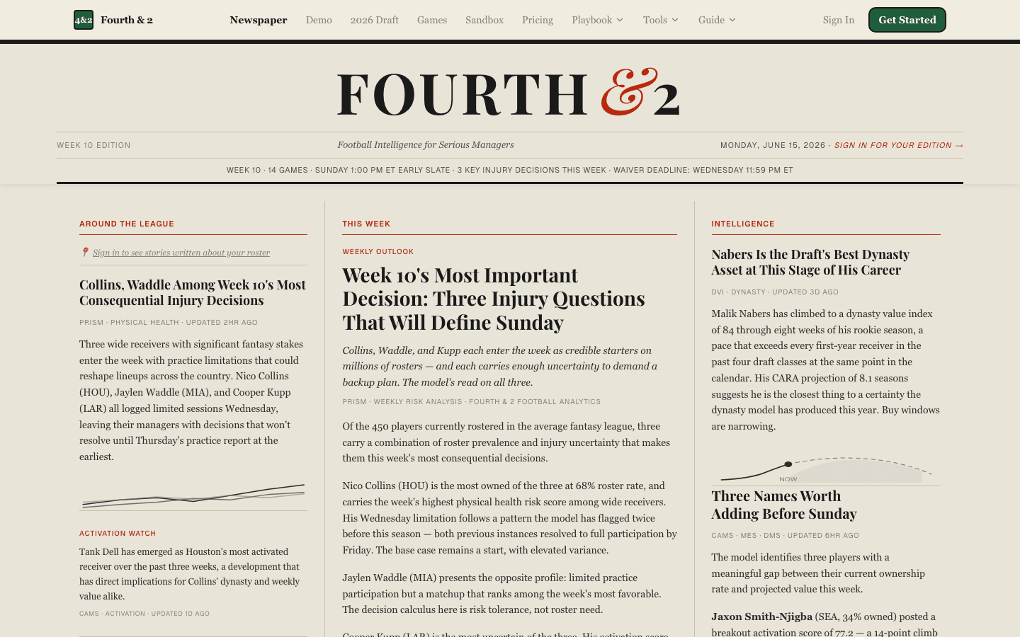 Magazine landing — newsroom front and editorial entry point