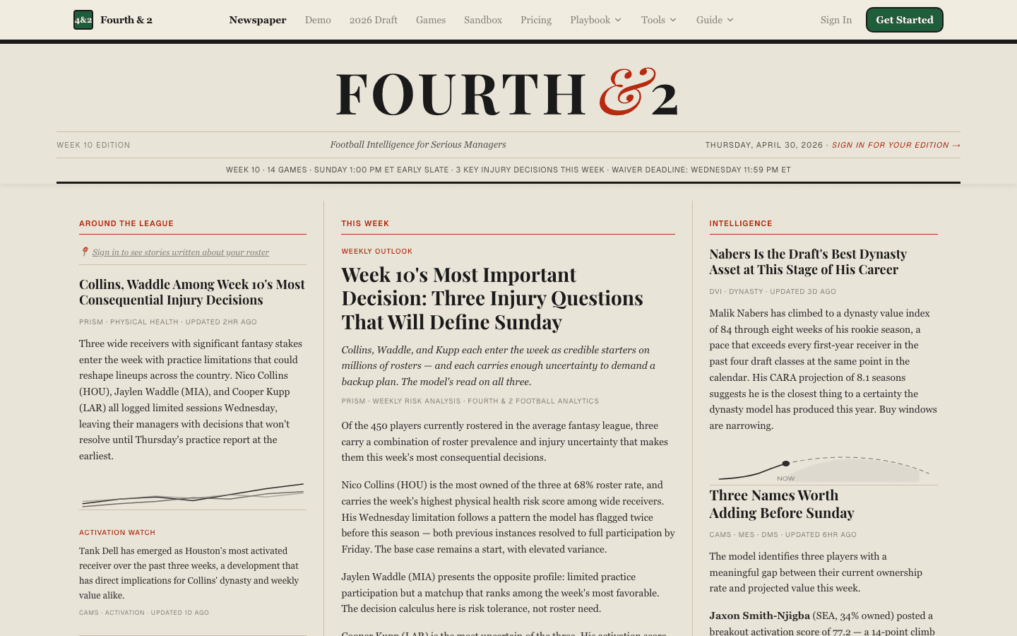 Magazine landing — newsroom front and editorial entry point