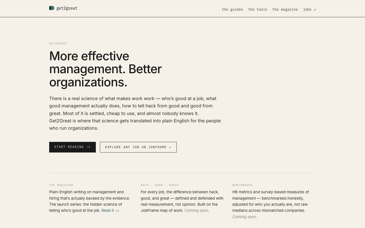 Get2Great — management and HR for operators, with the quality gradient made measurable.