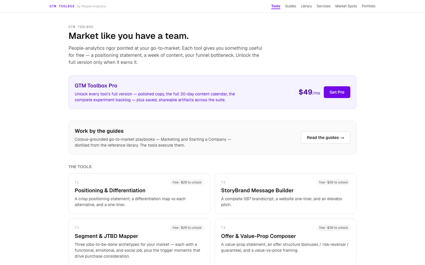 GTM Toolbox — the go-to-market lane of the toolbox pattern, and home of the persona database.