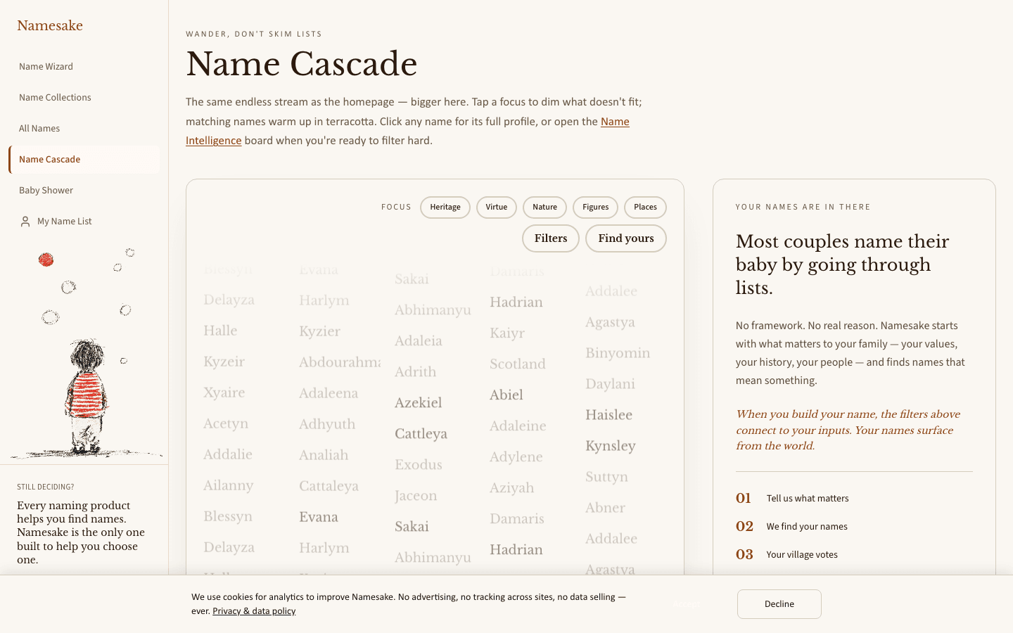 Name Wizard — guided 20-min selection