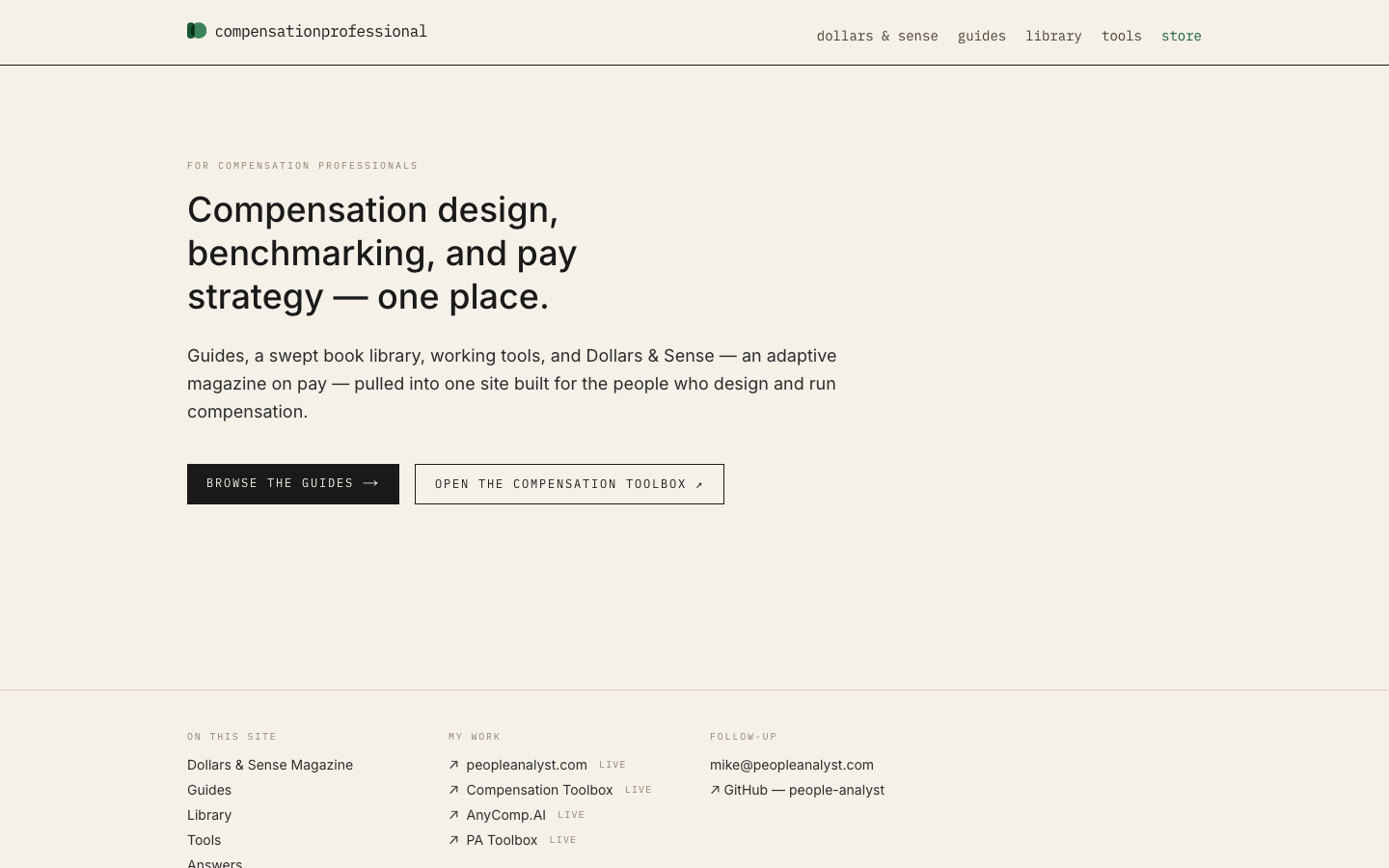 Compensation Professional — the persona front for whoever owns pay without a comp function behind them.